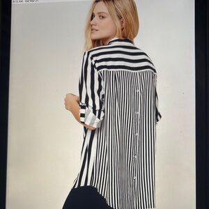 NWT Jane + Delancey Button Back Stripe Shirt Size Large